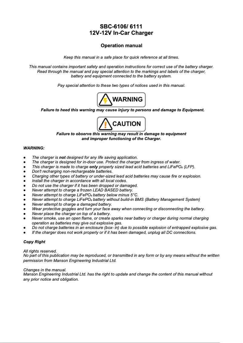 Imagen de la primera página del manual del dispositivo SBC-6106