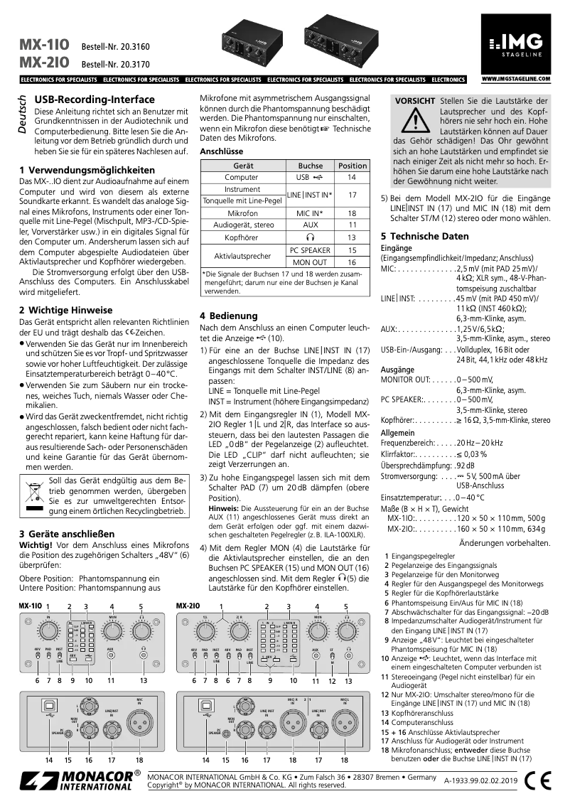Página 1 del manual Manual de usuario IMG Stageline MX-1IO