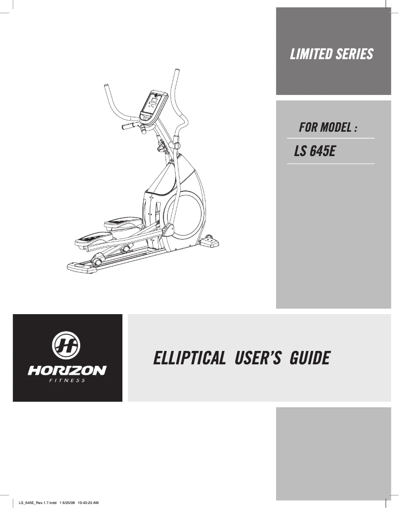 Página nº 1 - Manual de usuario Horizon Fitness LS 645E