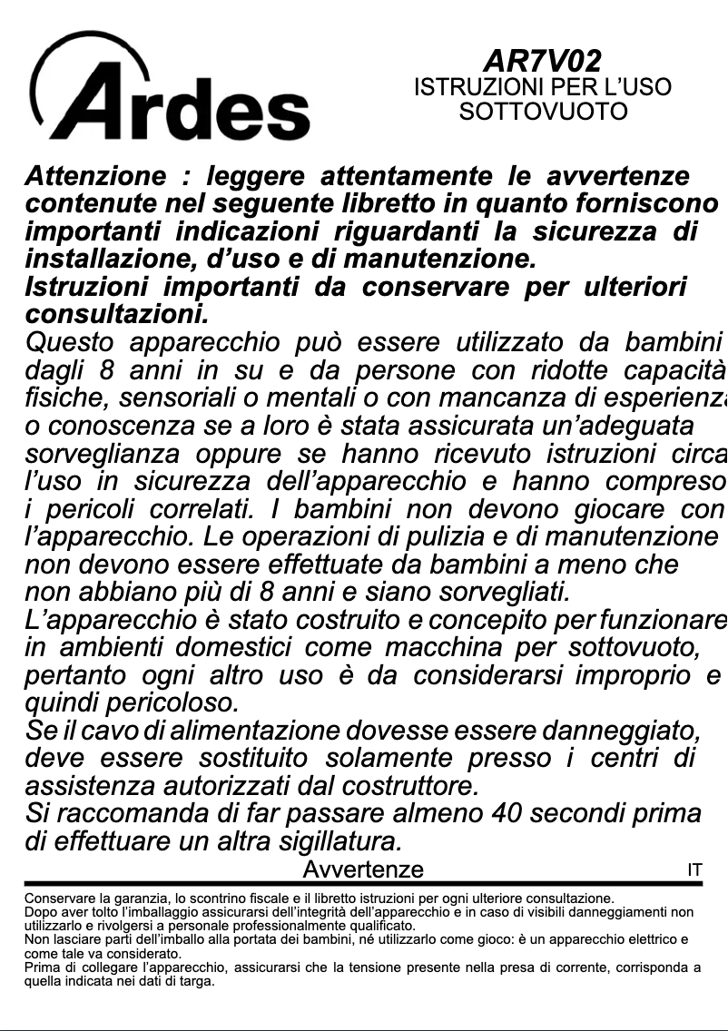Página nº 1 - Manual de usuario Ardes AR7000/S1