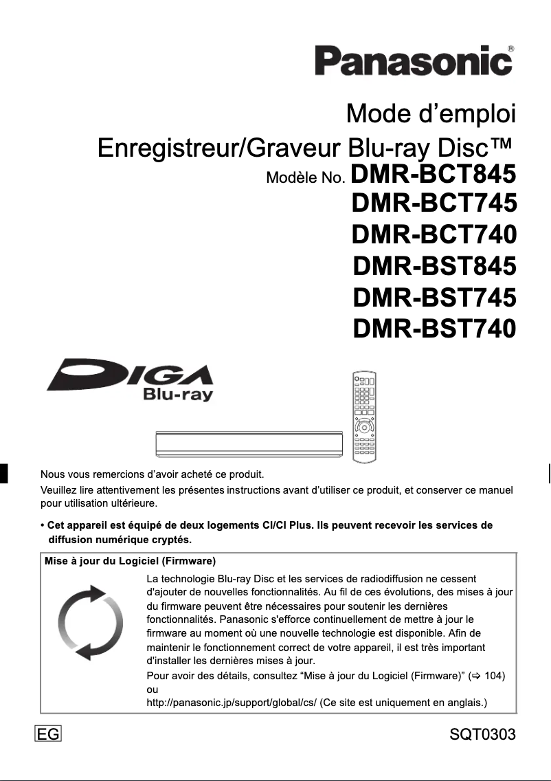 Imagen de la primera página del manual del dispositivo DMR-BST745