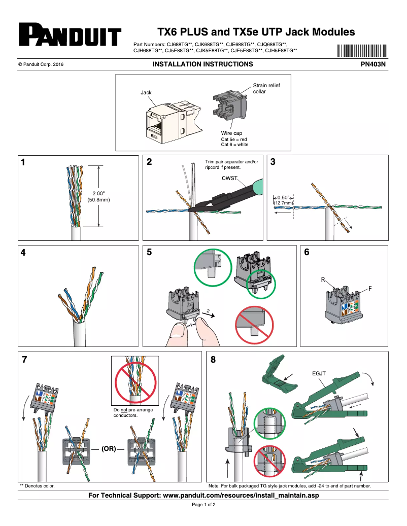 Página 1 del manual Manual de usuario Panduit CJE688TGBL