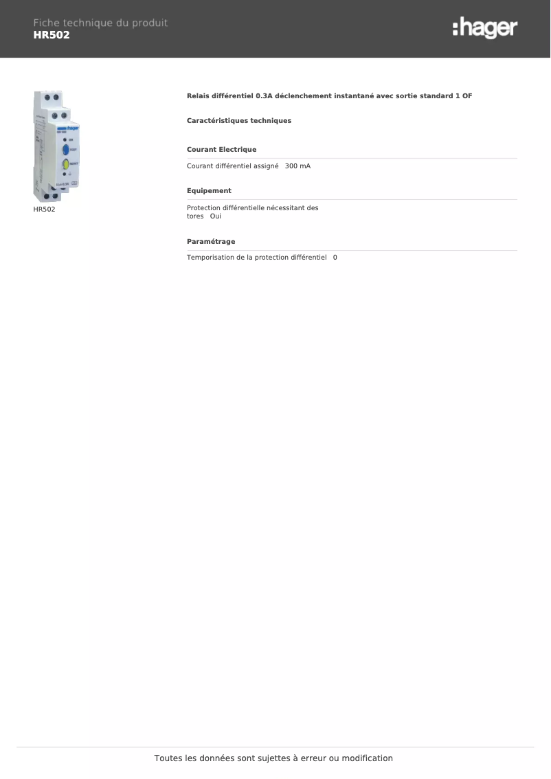 Imagen de la primera página del manual del dispositivo HR502