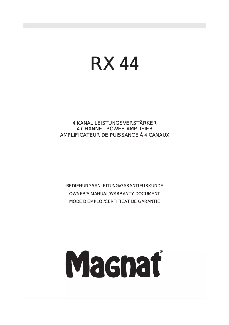 Imagen de la primera página del manual del dispositivo RX 44