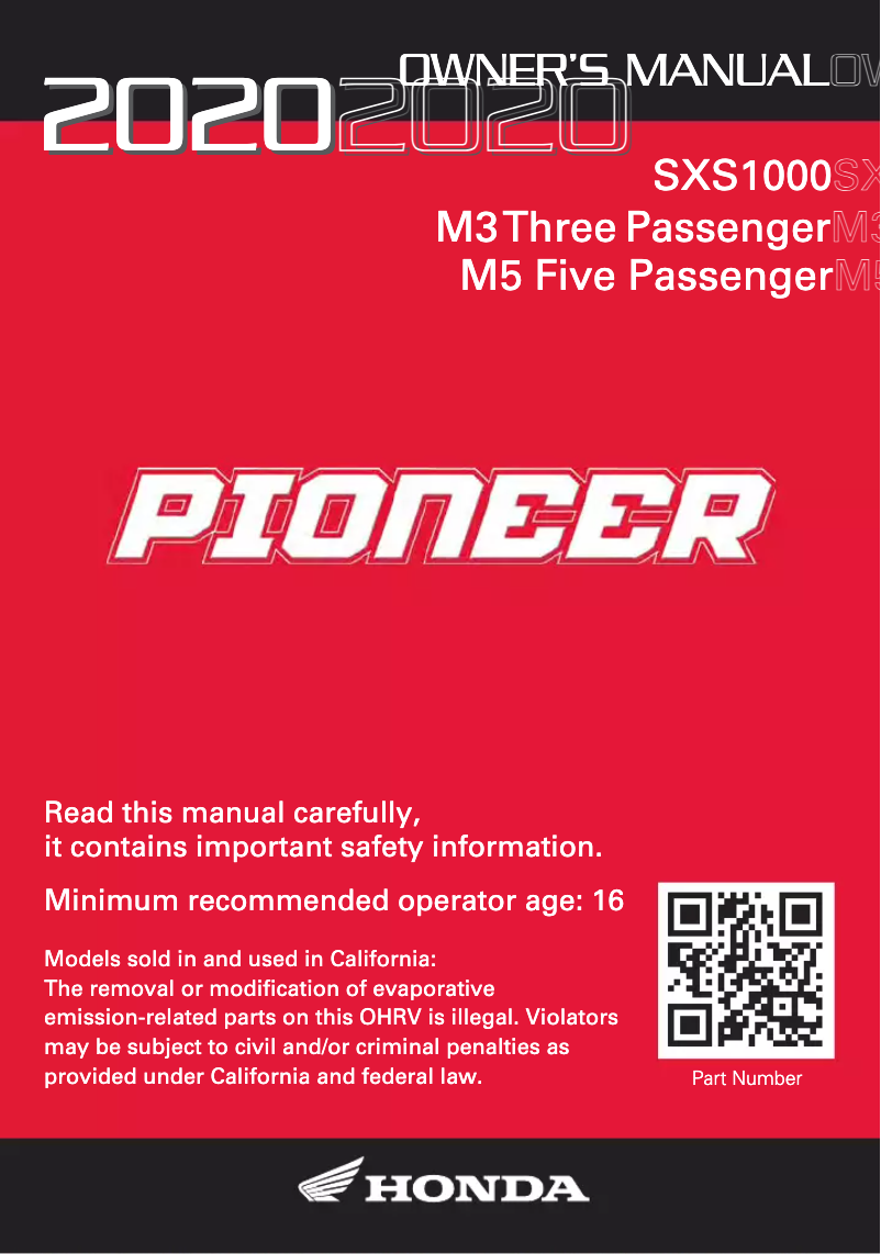 Imagen de la primera página del manual del dispositivo Pioneer SXS1000M5 (2020)