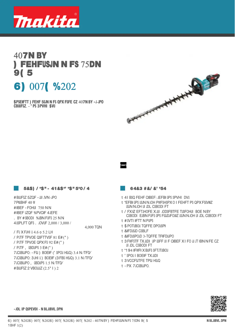 Página 1 del manual Ficha técnica Makita UH007GD202