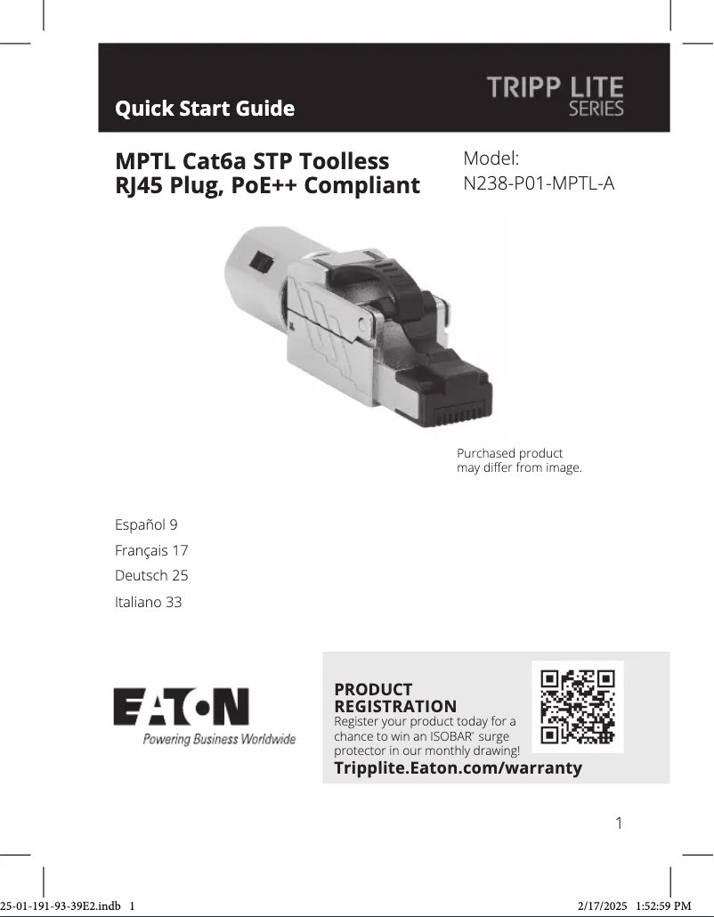 Imagen de la primera página del manual del dispositivo N238-P01-MPTL-A