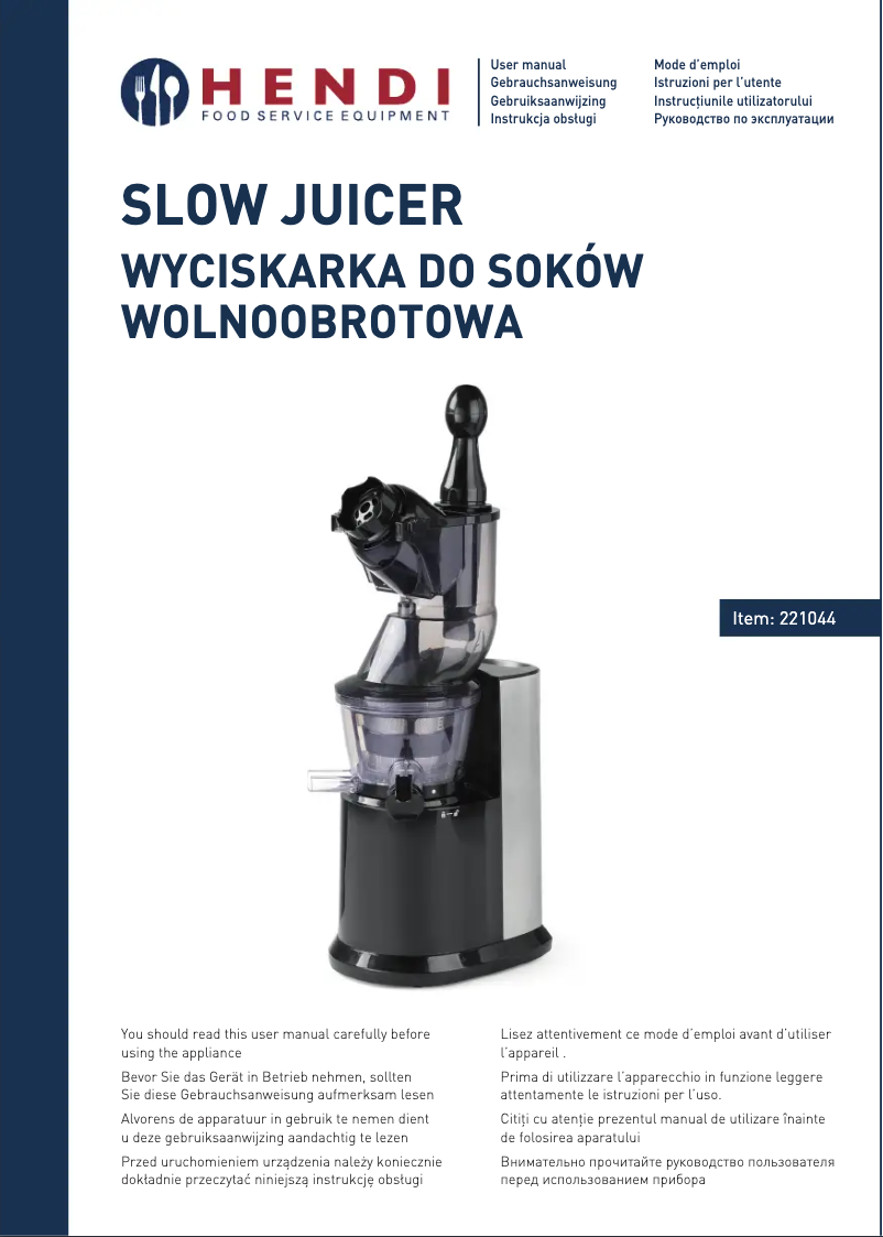 Página nº 1 - Manual de usuario Hendi 221044