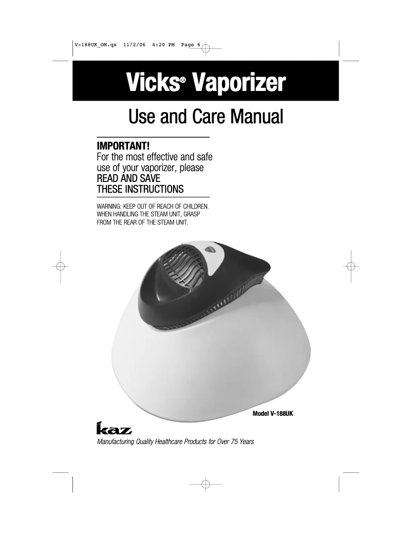 Imagen de la primera página del manual del dispositivo V 188