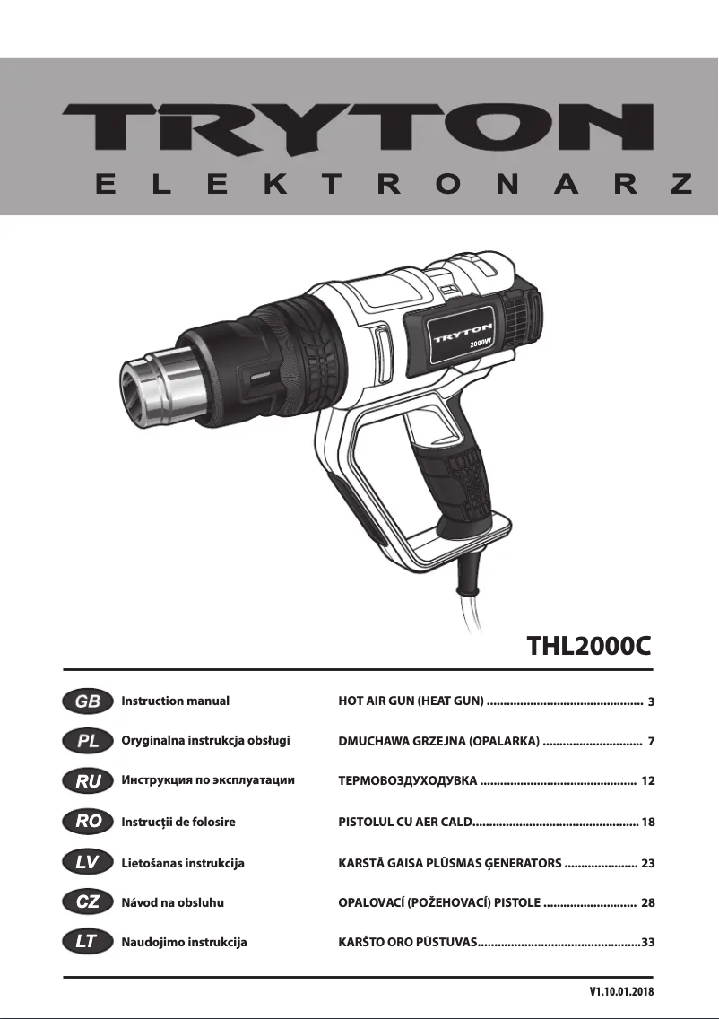 Imagen de la primera página del manual del dispositivo THL2000