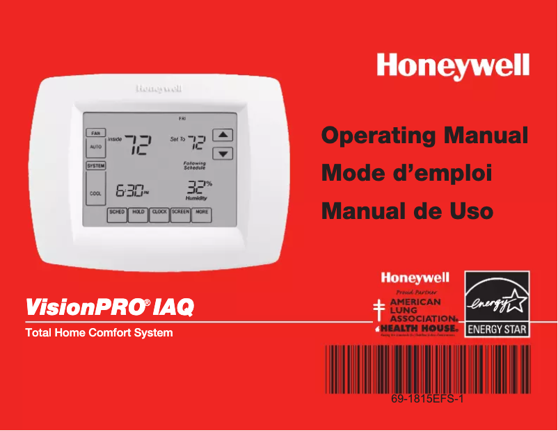 Página 1 del manual Manual de usuario Honeywell VisionPRO IAQ