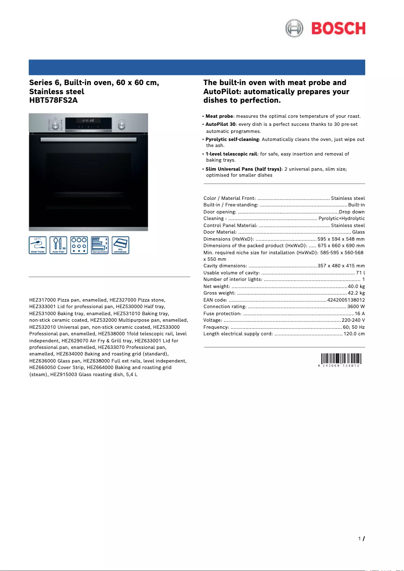 Imagen de la primera página del manual del dispositivo HBT578FS2A