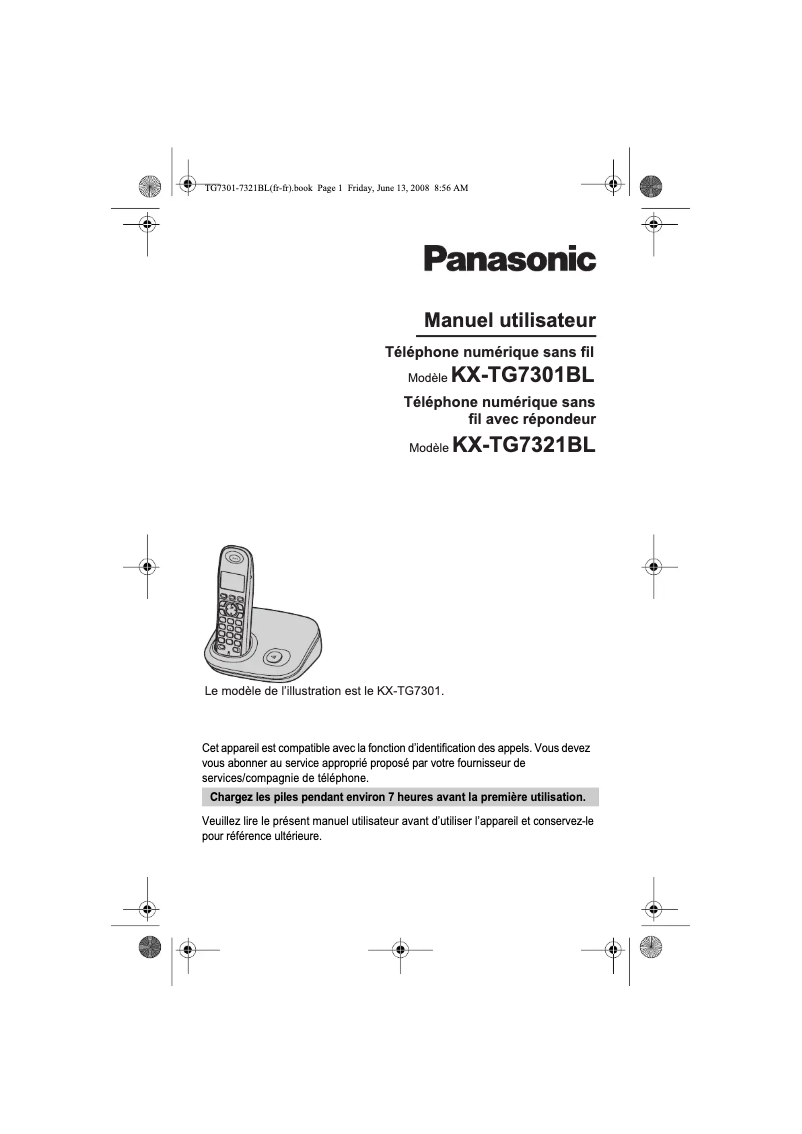 Imagen de la primera página del manual del dispositivo KX-TG7321