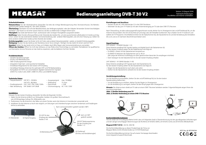 Imagen de la primera página del manual del dispositivo DVB-T 30 V2