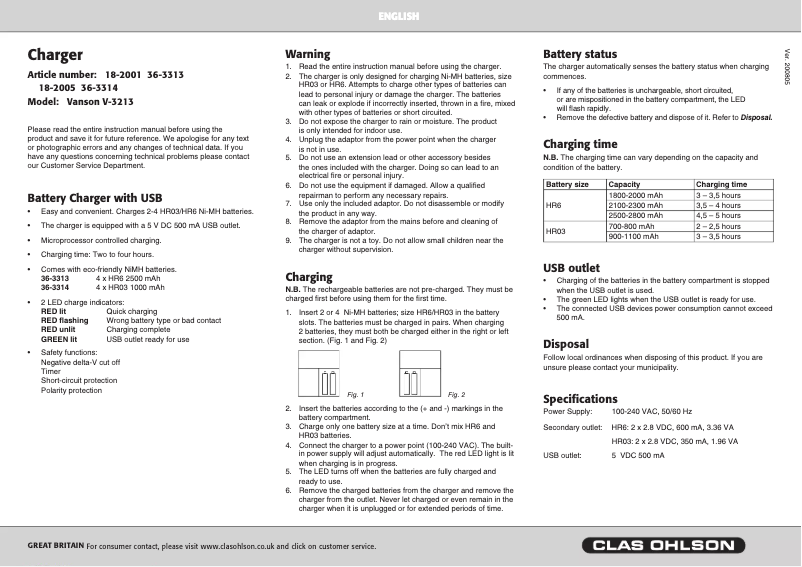 Página nº 1 - Manual de usuario Vanson V-3213