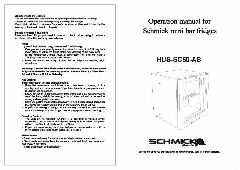Imagen de la primera página del manual del dispositivo HUS-SC50AB