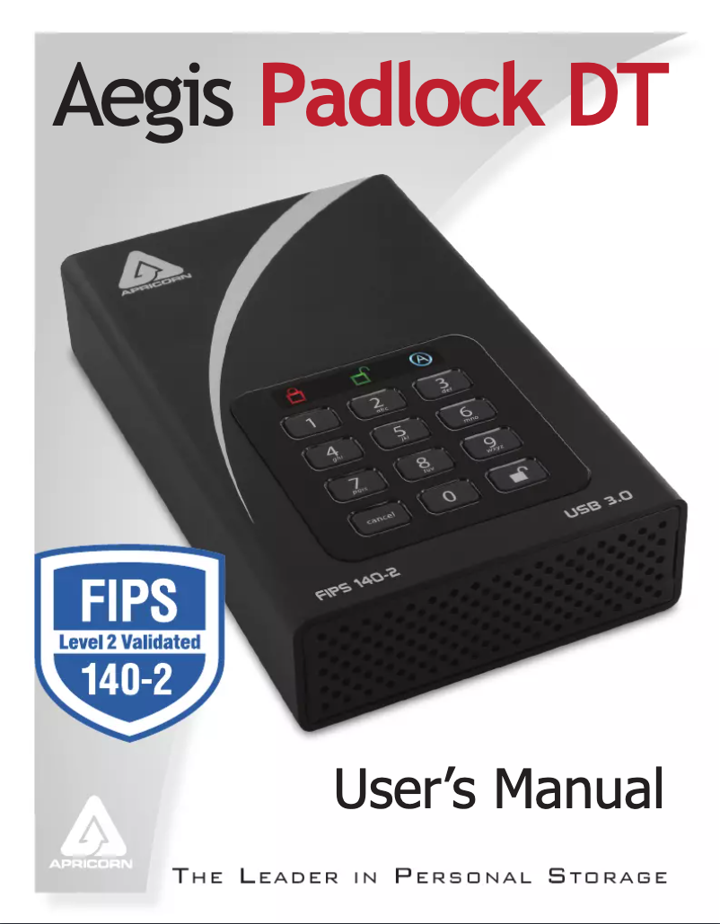 Página nº 1 - Manual de usuario Apricorn Aegis Padlock DT FIPS