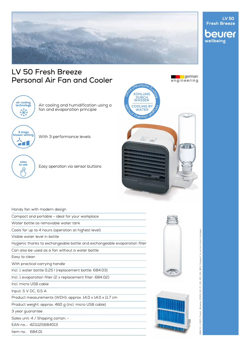 Página 1 del manual Ficha técnica Beurer LV 50