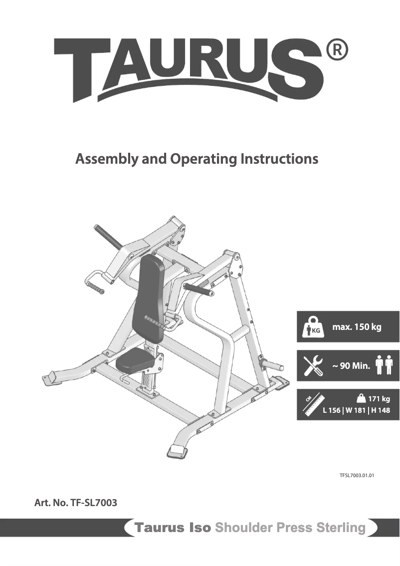Página nº 1 - Manual de usuario Taurus Iso Shoulder Press Sterling