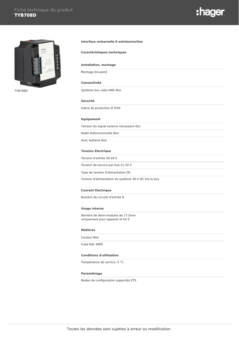 Imagen de la primera página del manual del dispositivo TYB708D