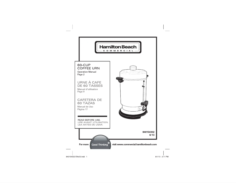 Página 1 del manual Manual de usuario Hamilton Beach D50065