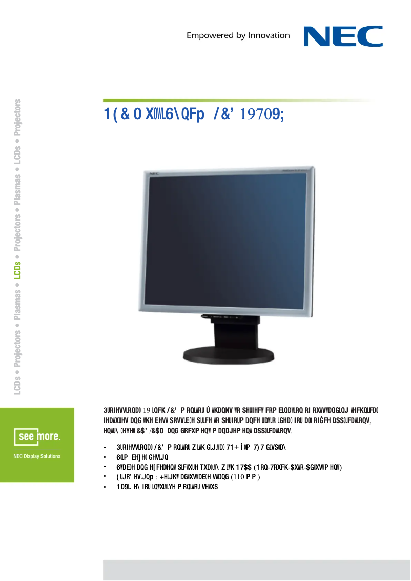 Imagen de la primera página del manual del dispositivo MultiSync LCD1970VX