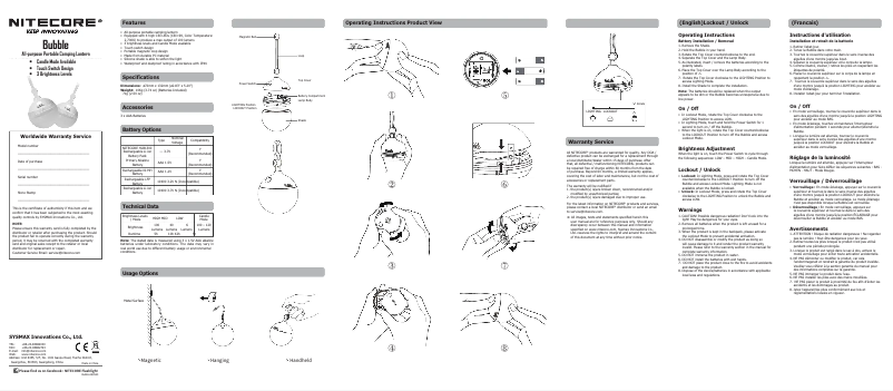Página nº 1 - Manual de usuario Nitecore Bubble