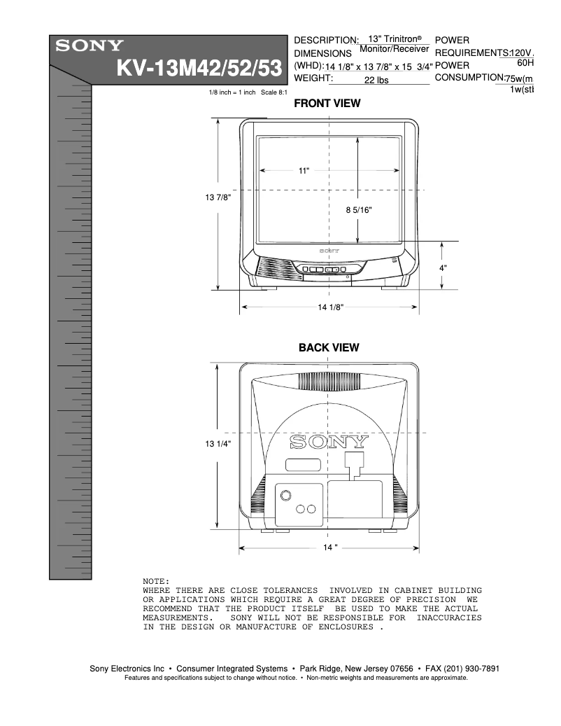 Imagen de la primera página del manual del dispositivo KV-13M52