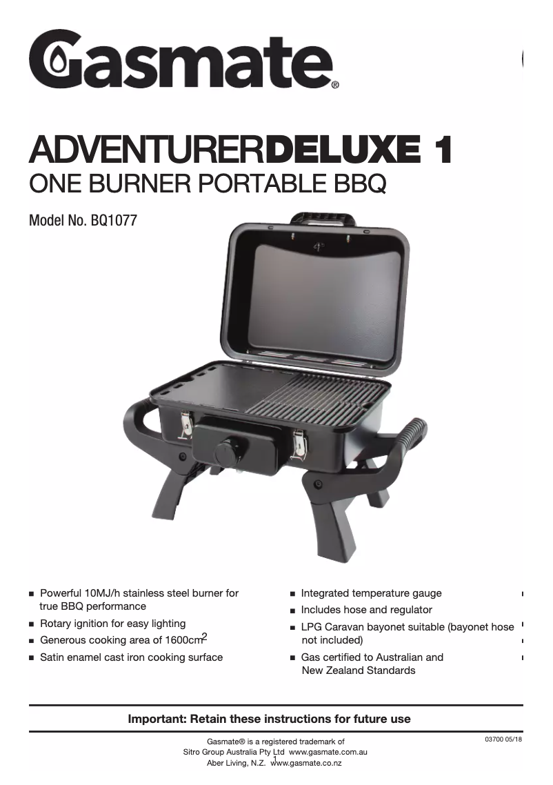 Imagen de la primera página del manual del dispositivo Adventurer Deluxe BQ1078
