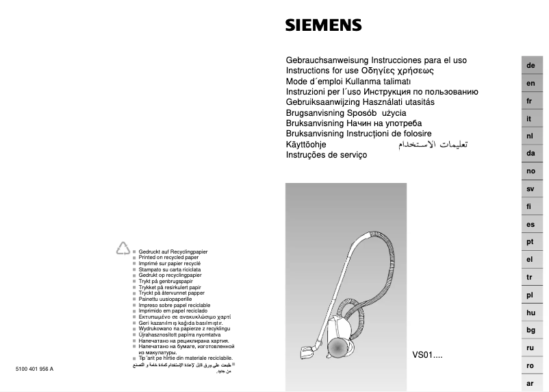 Página 1 del manual Manual de usuario Siemens VS01G700