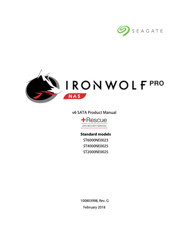 Imagen de la primera página del manual del dispositivo IronWolf Pro ST4000NE001