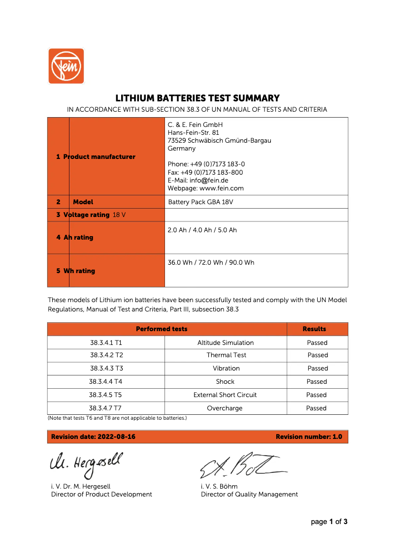 Imagen de la primera página del manual del dispositivo GBA 18 V