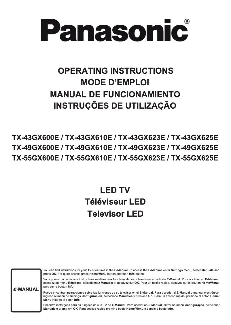 Imagen de la primera página del manual del dispositivo TX-43GX600E