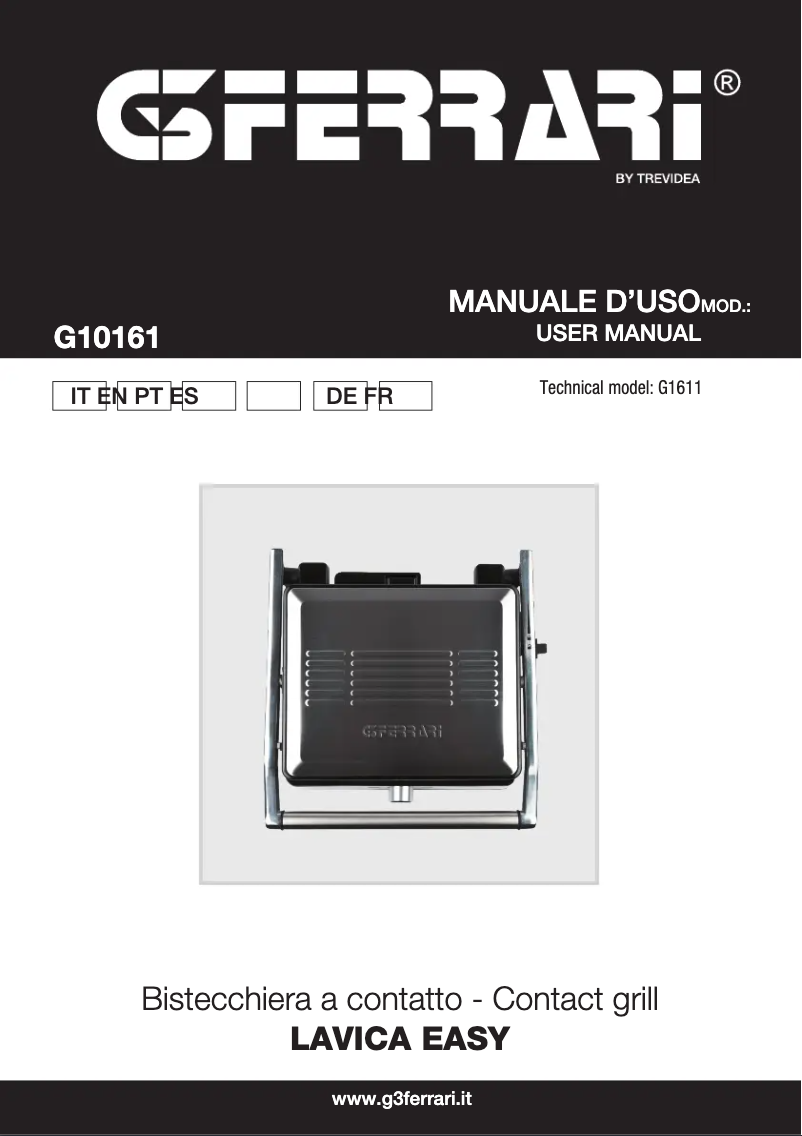 Imagen de la primera página del manual del dispositivo Lavica Easy G10161