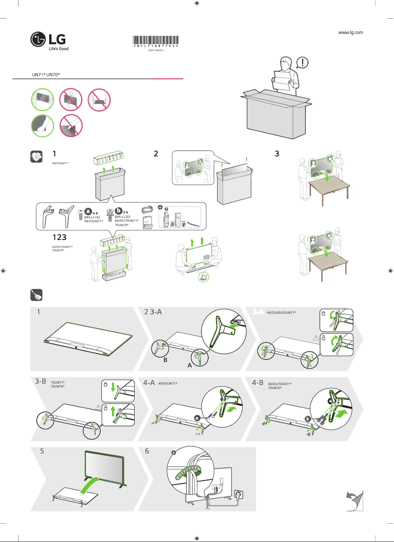 Imagen de la primera página del manual del dispositivo 55UN71006LB