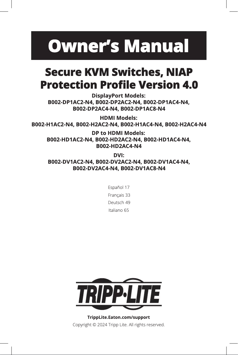 Página nº 1 - Manual de usuario Tripp Lite B002-H2AC4-N4