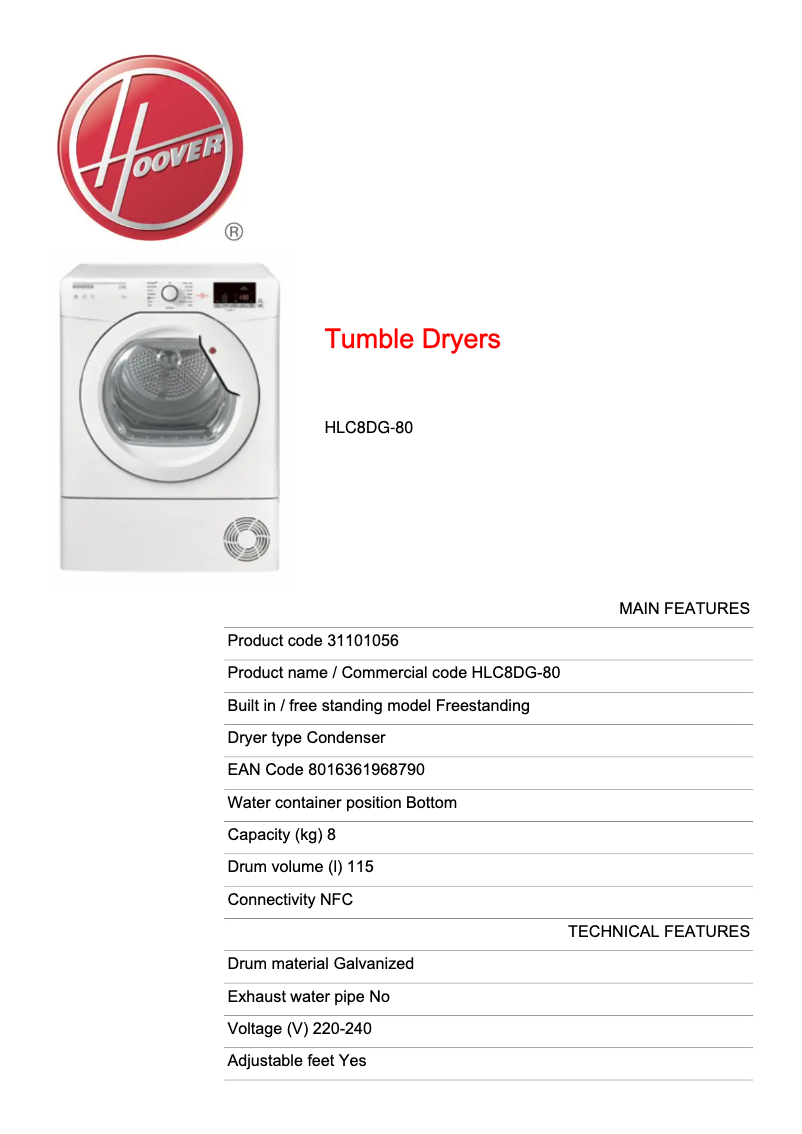 Imagen de la primera página del manual del dispositivo HLC8DG-80