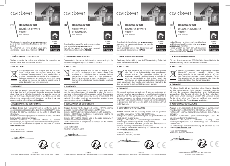 Página nº 1 - Manual de usuario Avidsen HomeCam WR