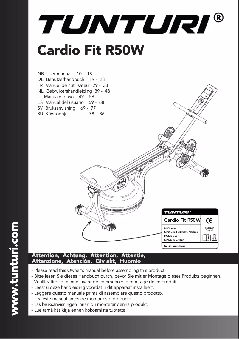 Imagen de la primera página del manual del dispositivo Cardio Fit R50W