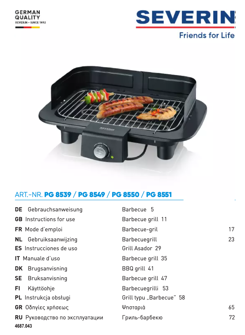 Página nº 1 - Manual de usuario Severin PG 8550