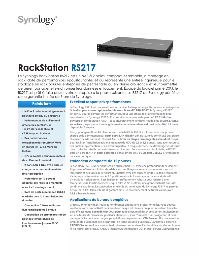 Imagen de la primera página del manual del dispositivo RS217