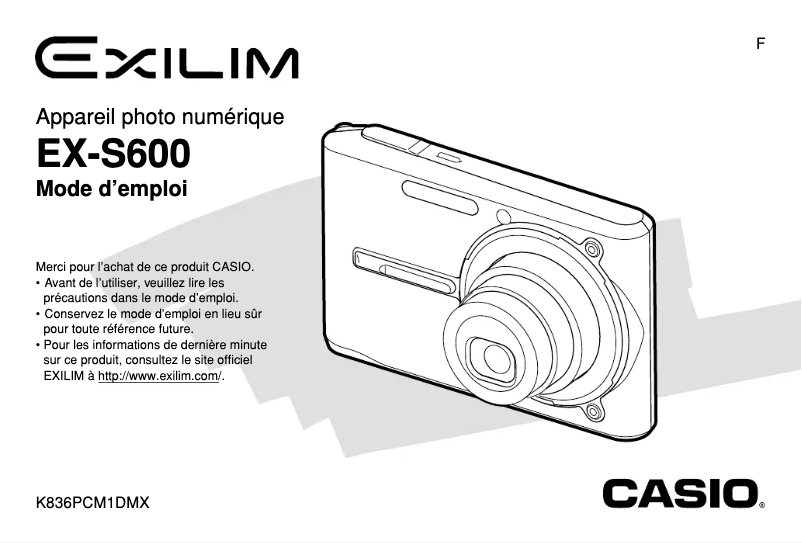 Imagen de la primera página del manual del dispositivo Exilim EX-S600