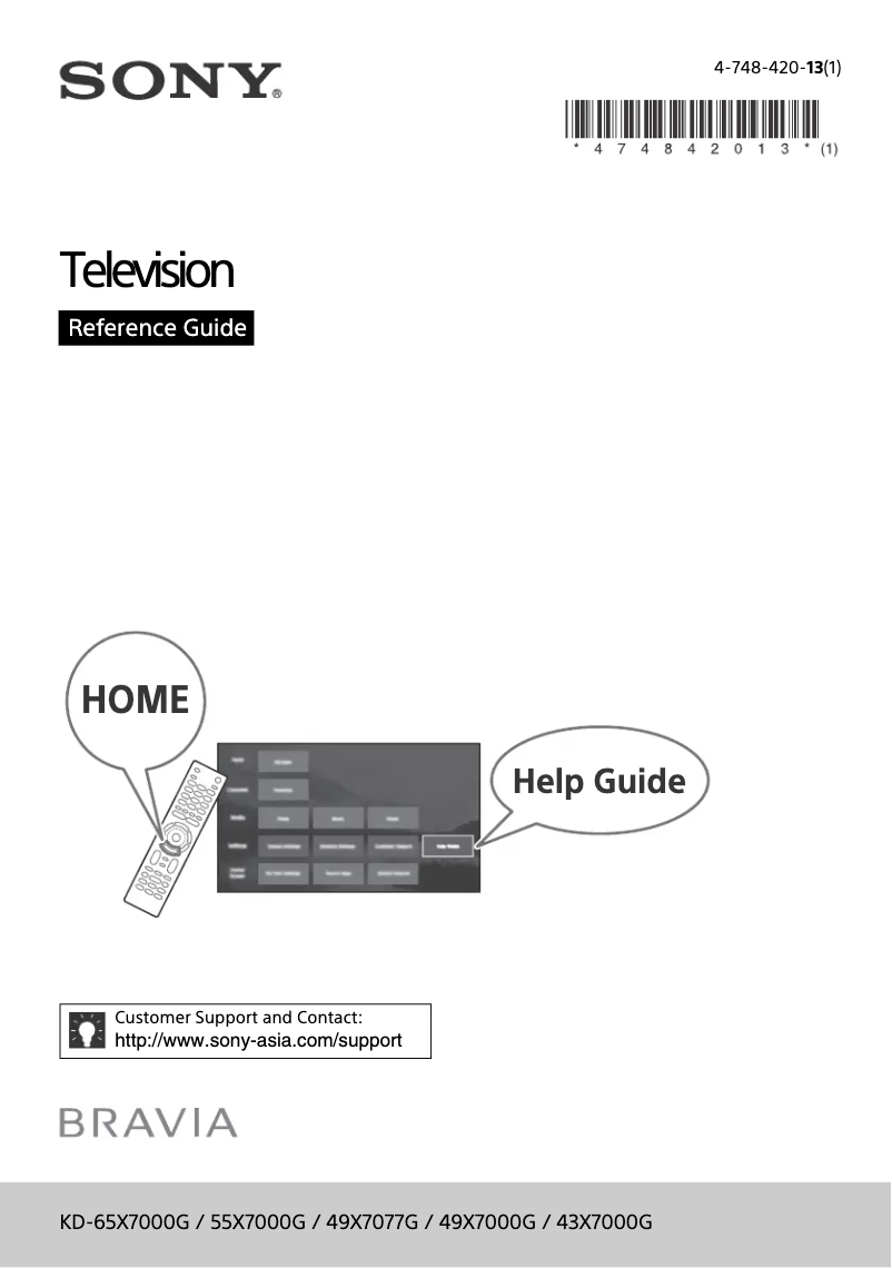 Imagen de la primera página del manual del dispositivo Bravia KD-49X7077G