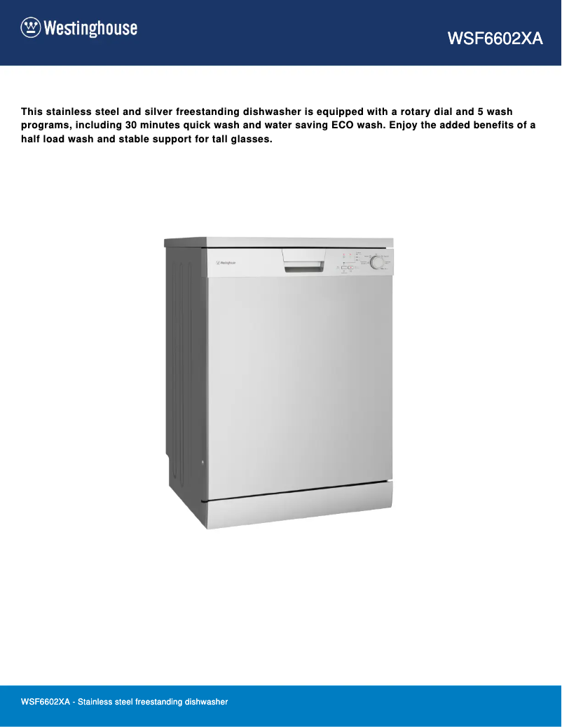 Imagen de la primera página del manual del dispositivo WSF6602XA