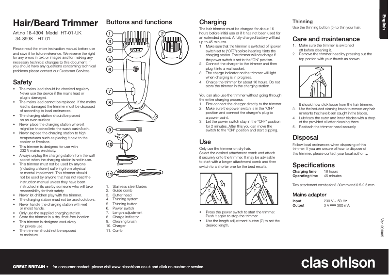 Imagen de la primera página del manual del dispositivo HT-01
