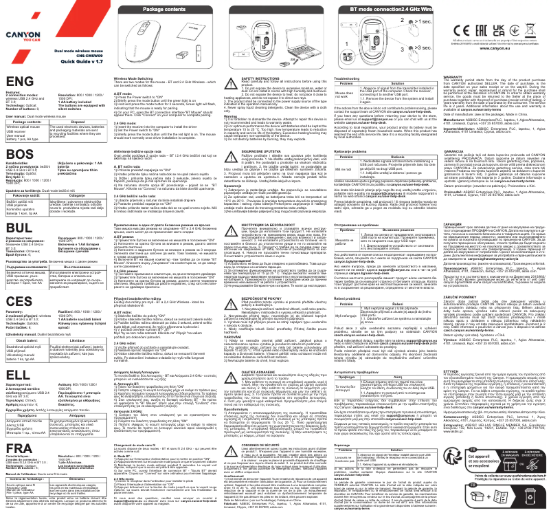 Imagen de la primera página del manual del dispositivo CNS-CMSW09