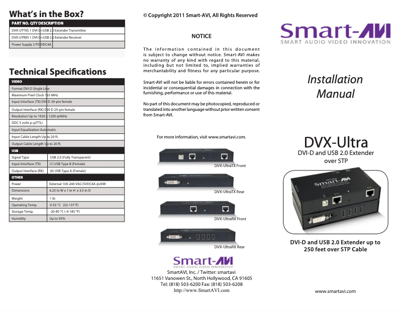 Página 1 del manual Manual de usuario Smart-AVI DVX-UTTX