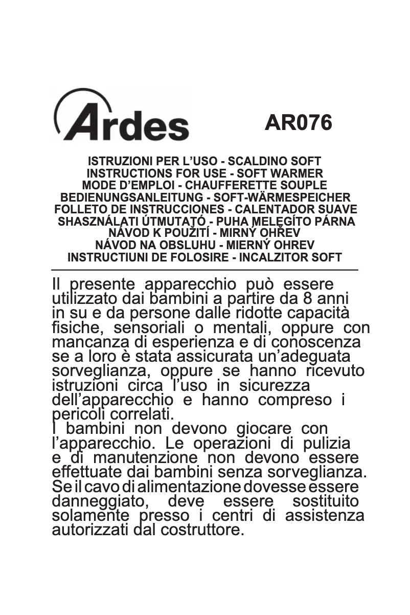 Imagen de la primera página del manual del dispositivo ART.76