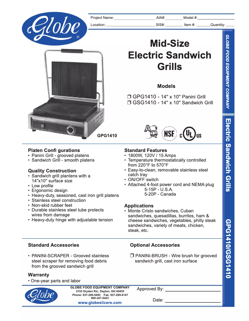Página 1 del manual Manual de uso y mantenimiento Globe GSG1410