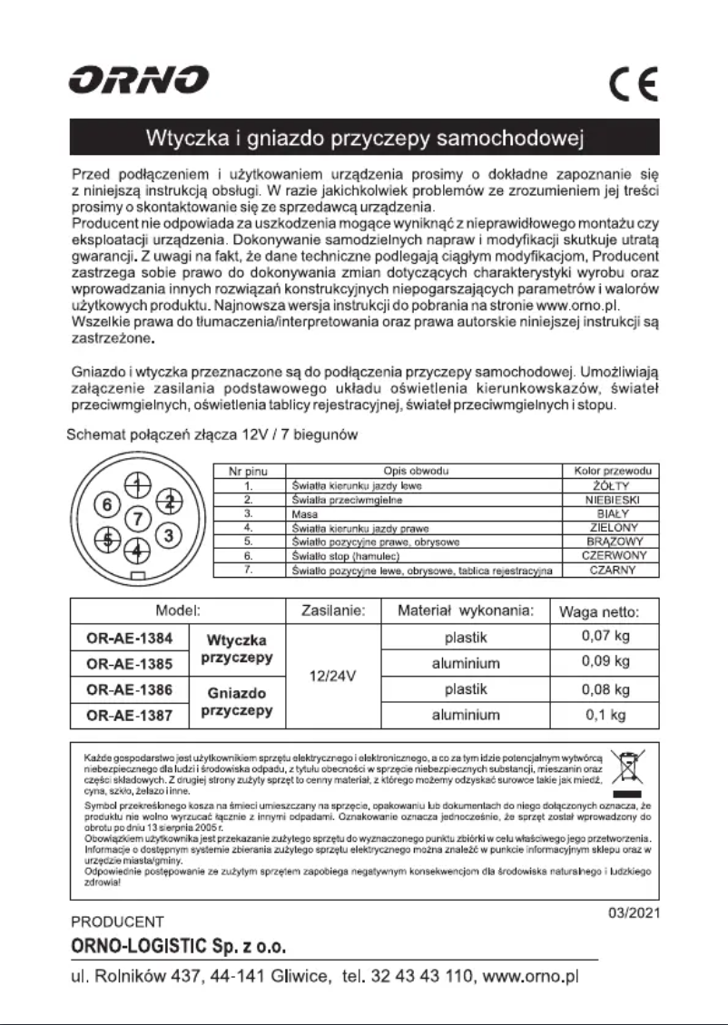 Página 1 del manual Manual de usuario ORNO OR-AE-1385